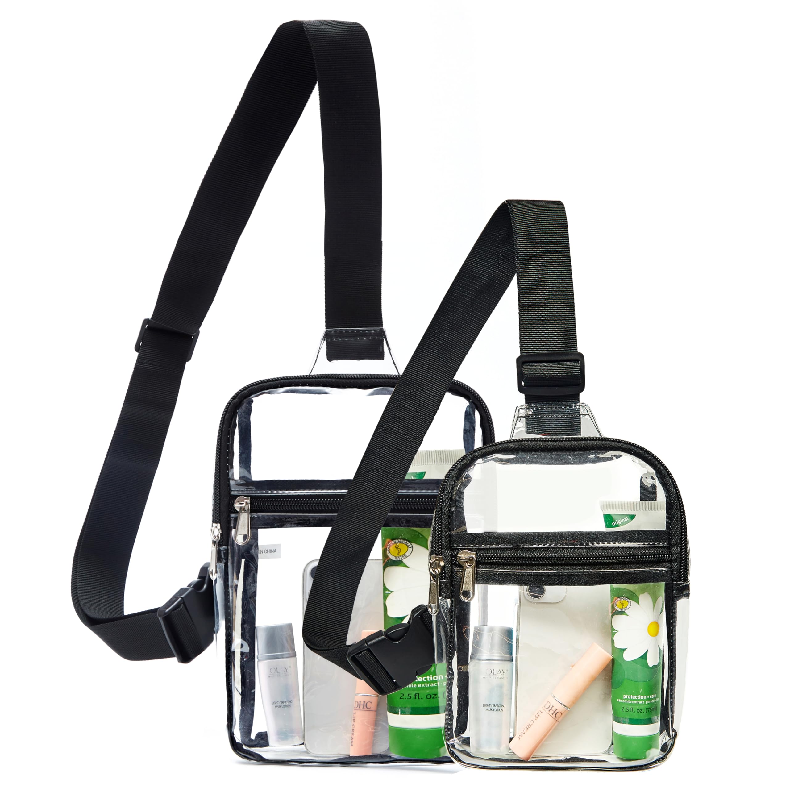gdbis Clear Small Sling Bag, Heavy Duty Clear Purse Fanny Packs, Cute Chest Crossbody Backpack for Women