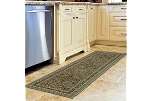 OTTOMANSON Machine Washable Medallion Oriental Design Non-Slip Rubberback 2x5 Traditional Runner Rug for Hallway, Kitchen, Bedroom, Entryway, 20" x 59", Seafoam Green
