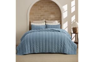 Bedsure Luxury Velvet Quilt Queen Size - Lightweight Velvet Blue Fluffy Comforter Set, Oversized Corduroy Bedspread Coverlet Winter Bedding Set, Pet-Friendly, Tear-Resistant, Ultra-Soft, 90"x96"