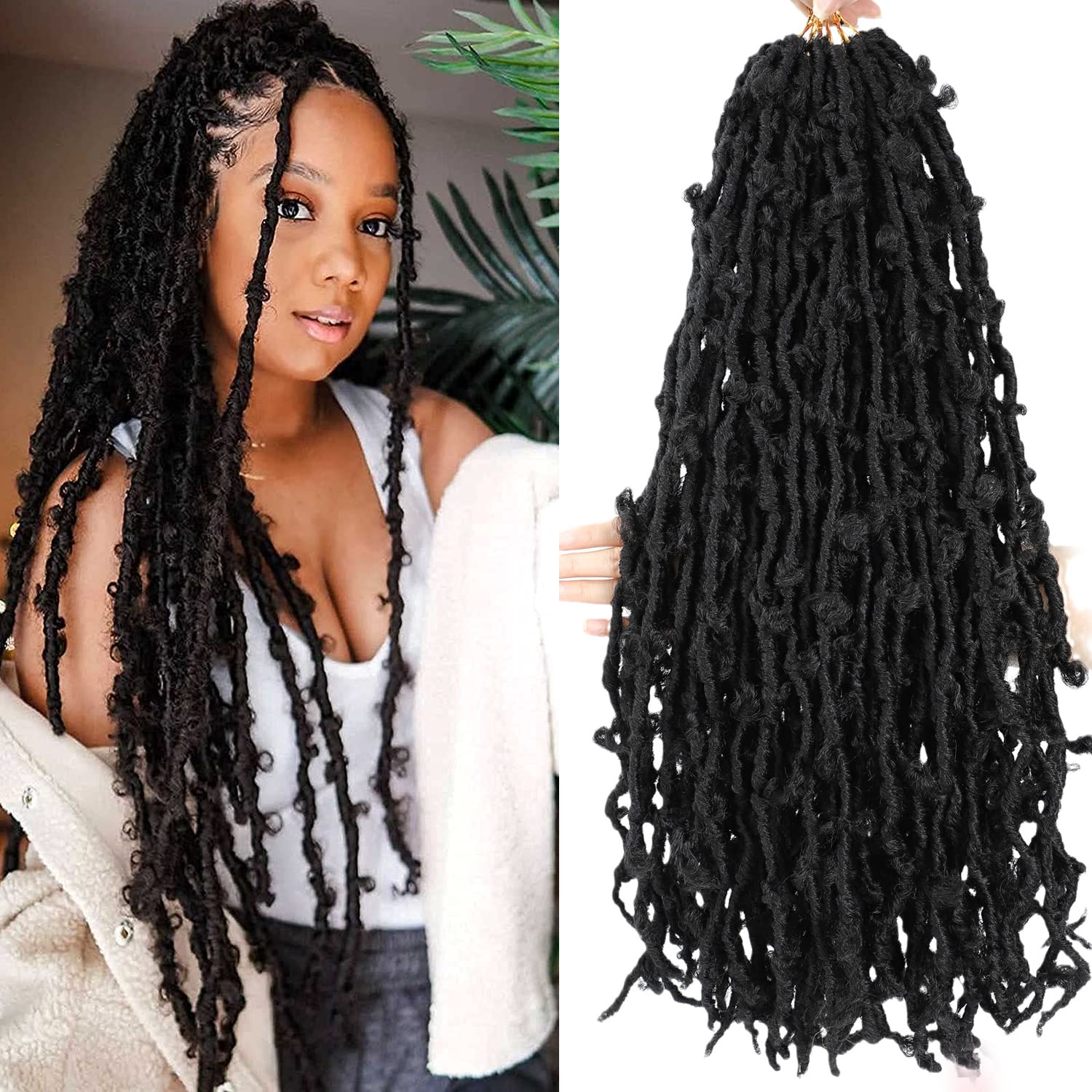 Duoduo Beauty Butterfly Locs Crochet Hair 18 Inch Pre Looped Distressed Butterfly Locs Crochet Braids Soft Messy Butterfly Locs Crochet Hair Faux Locs Crochet Hair Extensions — image 1