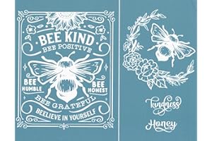 Alinacutle BEE Kind Silkscreen Stencil,Reusable Self-Adhesive Silk Screen Printing, for Printing on Wood/Fabric/Paper, Home Decoration, 8.5" x 11"