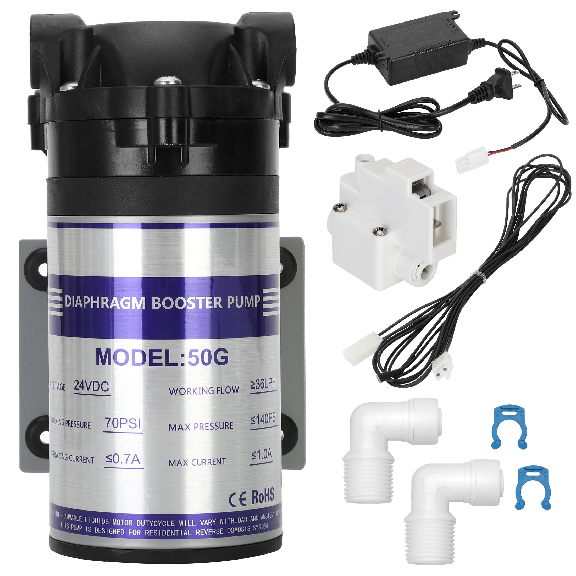 Photo 1 of 2025 New 50G Reverse Osmosis Booster Pump Kit,Equipped with a High-Pressure Switch, Quiet Quick-Connect Fittings, Suitable for Household Reverse Osmosis Water Filters Systems