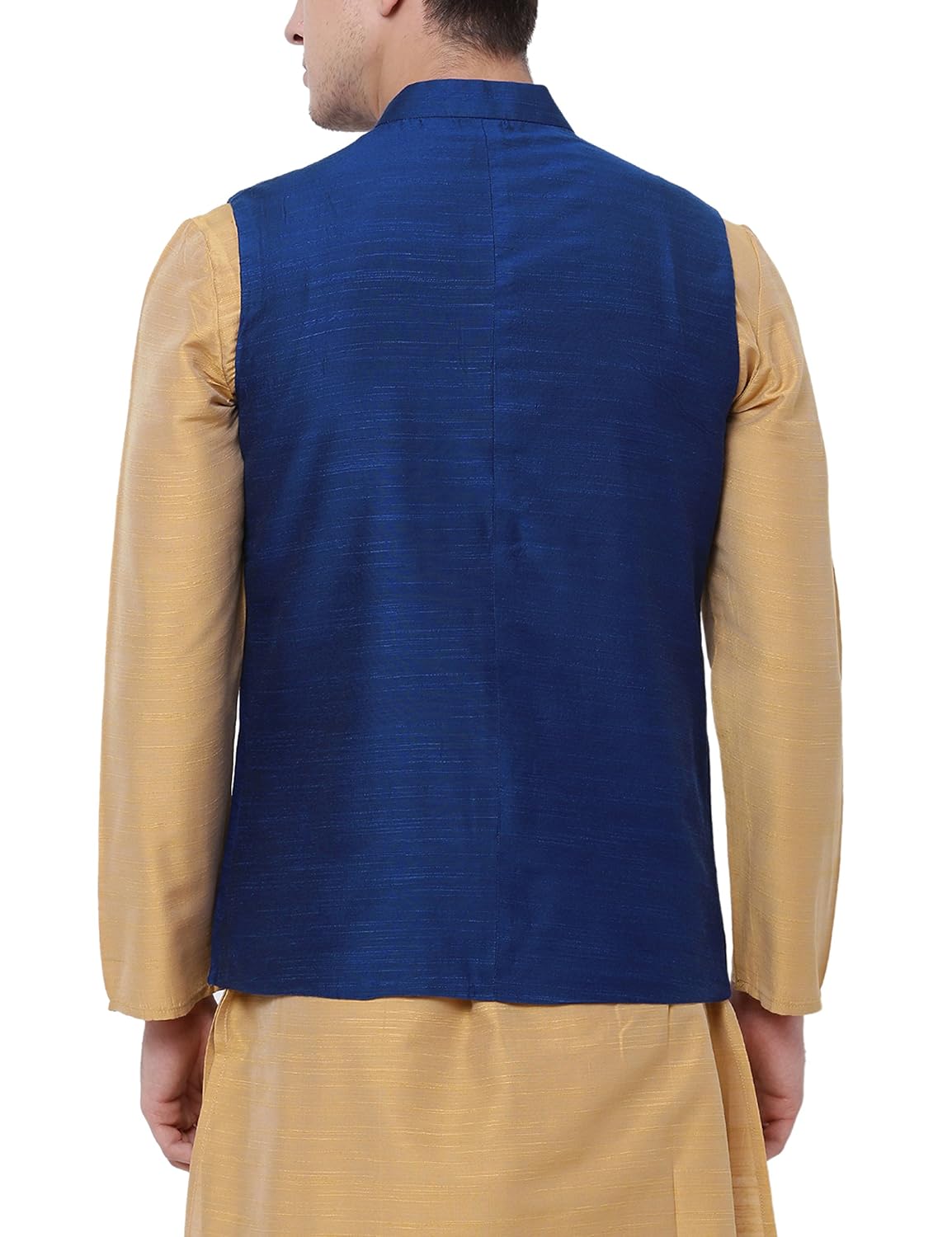 svanik blue rayon blend solid waistcoat