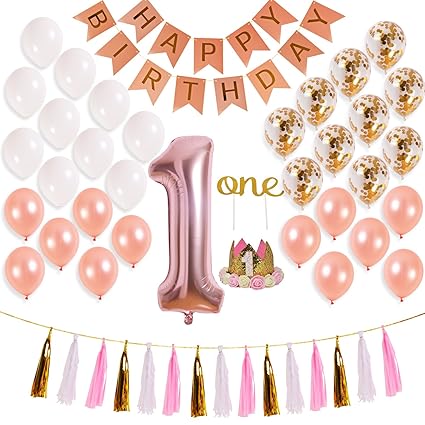Amazon Com Rose Gold 1st Birthday Girl Outfit For Baby S First