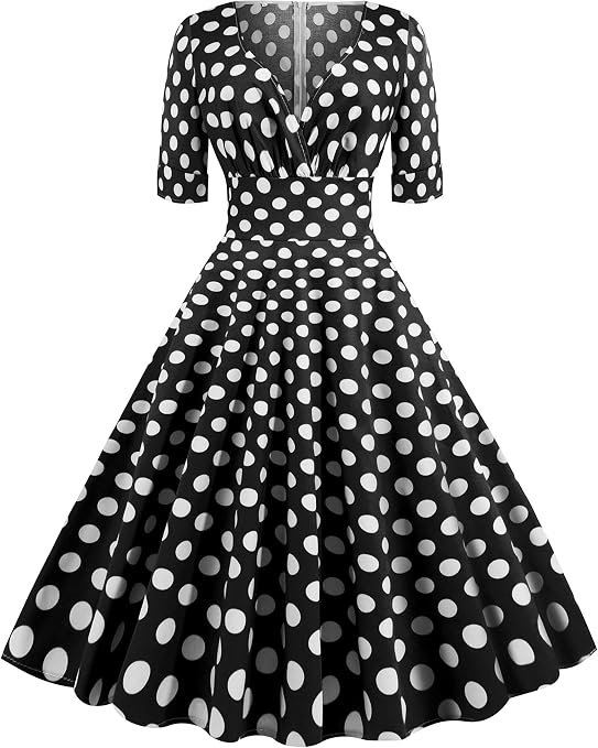 amazon black and white polka dot dress