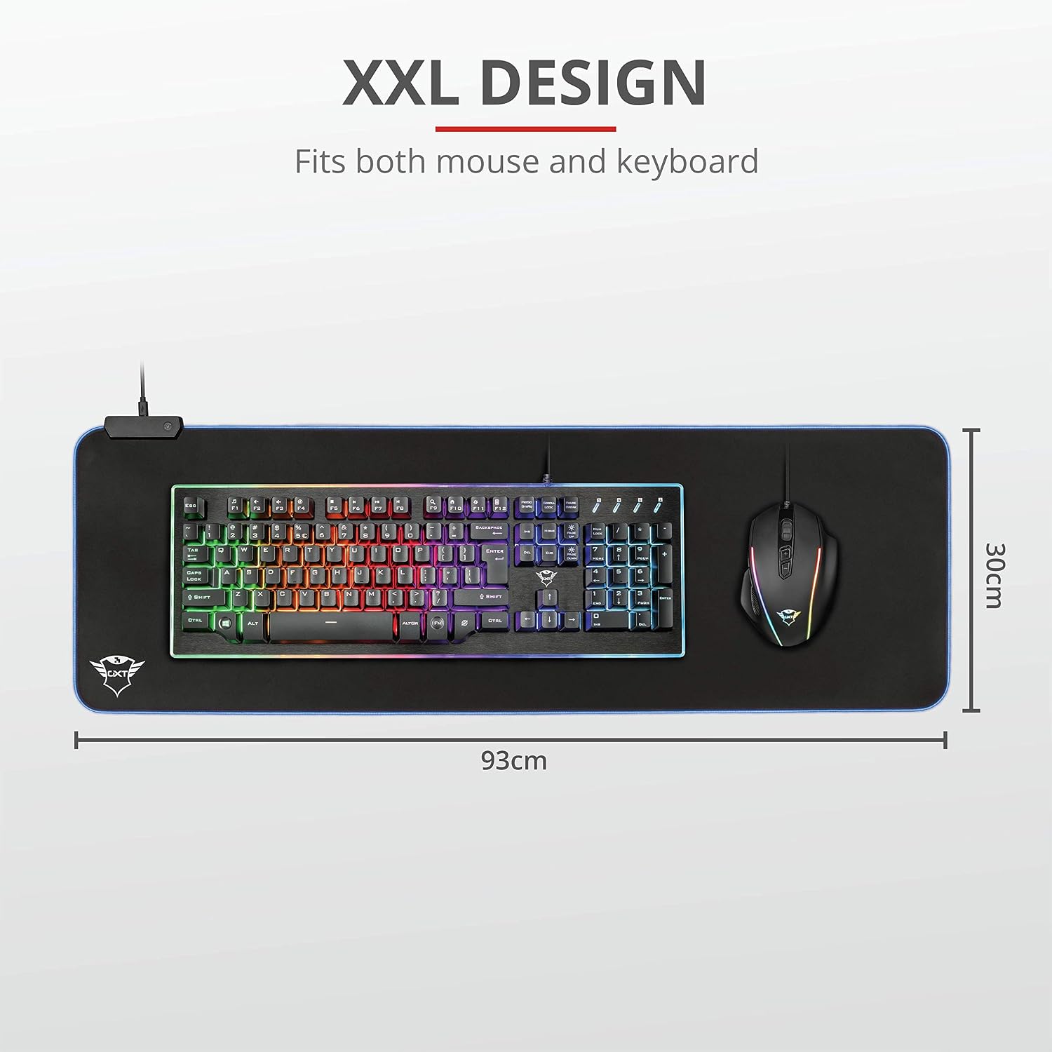 GXTrust 764 Glide Flex Gaming Mousepad, XXL Desk Mat 30x93cm with RGB LED Illuminated Edges, Optimised Surface Texture - Image 4