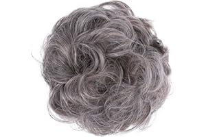 CAISHA Messy Scrunchie Bun Voluminous Wavy Hairpiece Heat-resistant Synthetic Fibres Gray Blond Mix G21A