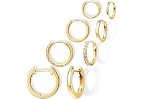 POXTEX Small Gold Huggie Hoop Earrings Set for Women Men Hypoallergenic 14K Plated Stack Cartilage Earrings, Multiple Piercing Lightweight Mini Thin Cute Dainty Trendy Jewelry Set Christmas Gifts for Women
