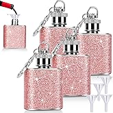 SMAODSGN 4 Pack Pink Glitter Flask With Funnel 1 Oz Mini Hip Flask Stainless Steel Flask Pocket Liquor Flask Whiskey Flask Cool Hip Flasks For Liquor For Men Women Bar Groomsmen Gifts