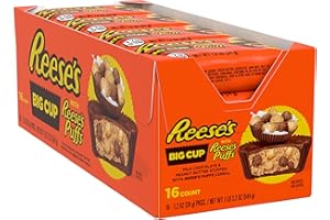 REESE'S STUFFED WITH REESE'S PUFFS CEREAL Big Cup Milk Chocolate Peanut Butter, Gluten Free Cups Candy Packs, 1.2 oz (16 Count)