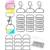 FIVEIZERO 90Pcs Swivel Snap Hooks Kit, D Rings for Purse and Slide Buckles, Swivel Hook, Purse Hardware for Bag Making, Swivel Clasp, Lanyard Clips, Keychain Clasps for Keychain Crafts (25mm)