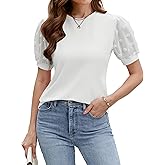 Blooming Jelly Womens Short Sleeve Blouse Business Casual Dressy Tops Ribbed Summer Stylish Work Shirts