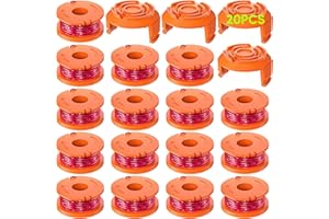 Bessport 20 Pack WA0010 Replacement Trimmer Line Spool Compatible with Worx, 0.065 inch Compatible with Worx String Trimmers (16 Line spools+4 Caps)