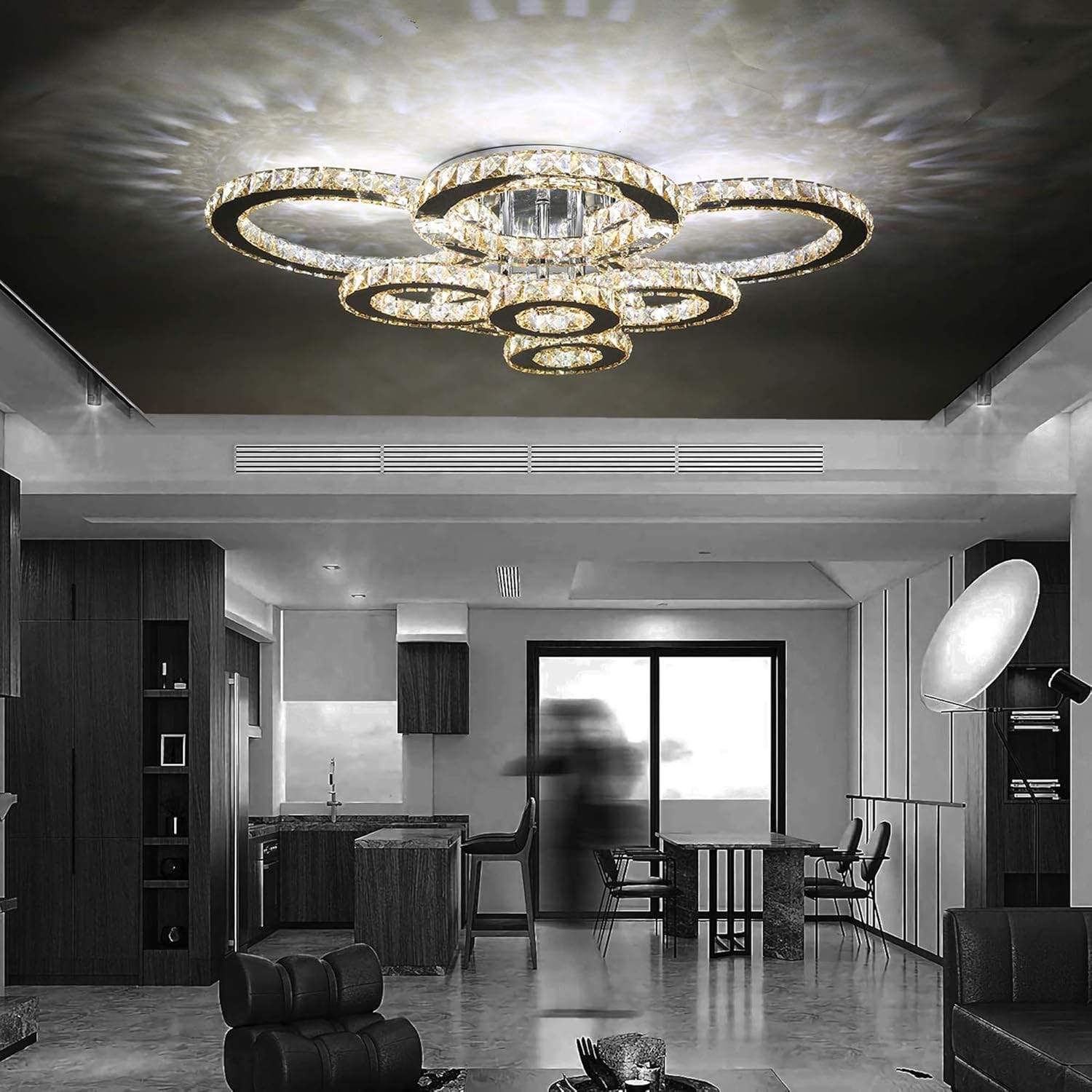 LEDDeckenleuchte Kristall Dimmbar WohnzimmerLampe