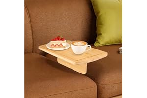 Sofa Tray, Bamboo Foldable Sofa Table Tray, 16in Solid Couch Trays for Coffee, Remote Control and Snacks, Versatile Couch Cup