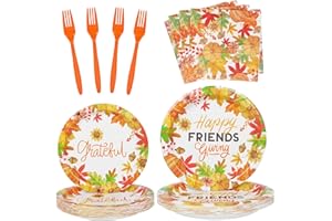 DECORLIFE Large Friendsgiving Plates and Napkins Set Serves 24, 10.25" Dinner Plates, 8" Dessert Plates for Turkey, Disposable Fall Thanksgiving Party Supplies, Total 96 PCS