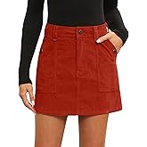 Fengbay Corduroy Skirt Women Casual High Waist Fall Winter A Line Mini Skirts for Women with Pocket