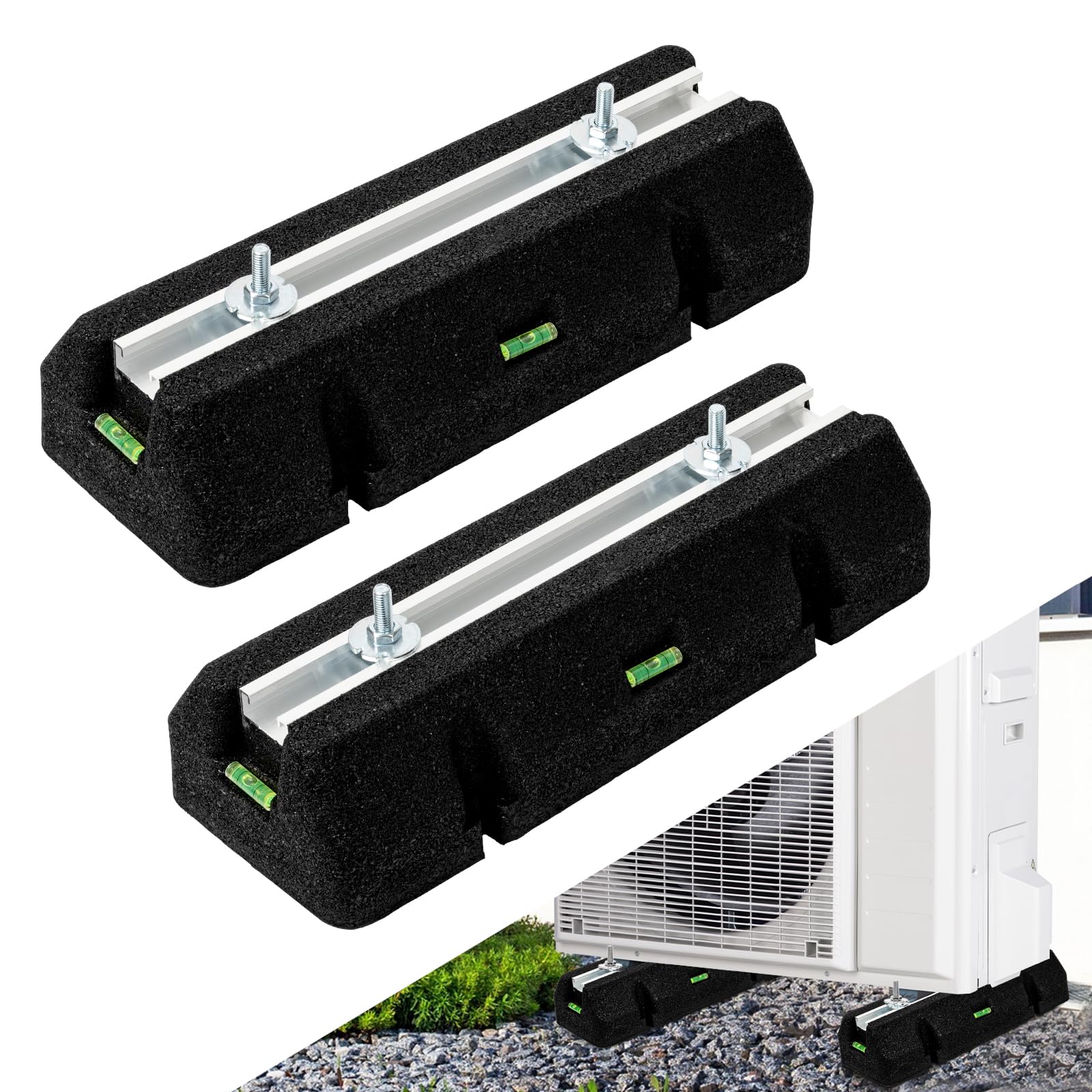 Photo 1 of POIUNA 2PACK Mini Split Pad for 9000-36000BTU, Shockproof Rubber Floor Mounting Base Pad Heavy-Duty Air Conditioner Pad Kit Max Load 1200 Lbs for Outdoor Condenser Units (2PACK 9000-36000BTU)