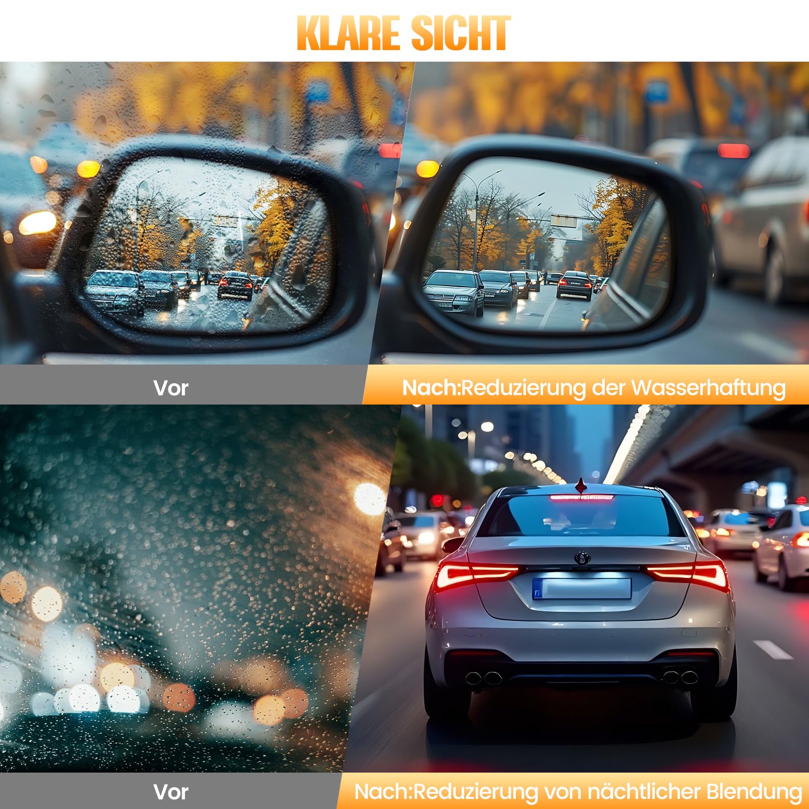 2 in 1 Scheibenreiniger & Scheibenversiegelung Auto Kit,Glasreiniger Auto Entfernung von Fett und Schmutz auf Glas-Quick Effect Coating Agent Regenabweise Scheibenversiegelung mit Abperleffekt 5