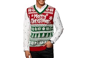 Arvilhill Men's Christmas Vest Sweater Warm Merry Sleeveless V-Neck Pullover(S-XXL)