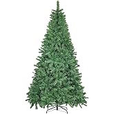 7FT Unlit Artificial Christmas Tree with Foldable Metal Stand | 1500 Dense Branches, Flame Retardant PVC, Easy Assembly, Compact Easy Storage, Indoor Office Home Decor