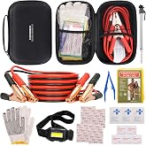 Car Emergency Kit with Battery Jumper Cables, Black | Car Accessories for Men or Women, Automotive Safety Kit for Car, Vehicle, Truck or SUV, Gifts for Men or Him