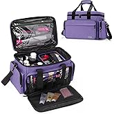 BAFASO Large Makeup Bag with 2 Removable Pouches and Detachable Dividers, Multifunctional Cosmetic Bag to Keep Makeup and Hair Supplies (Patent Pending), Purple