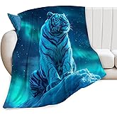 White Tiger Throw - Soft, Warm & Cozy Fleece Blanket for Men, Women, Girls & Boys - 50"x40"