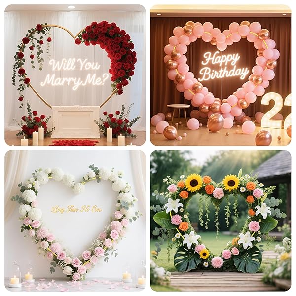 HEART SHAPE WEDDING ARCHES,METAL WEDDING BALLOON ARCH STAND, LOVE BALLOON COLUMN ARCH FRAME FOR WEDDING,VALENTINE’S DAY, ENGAGEMENT AND BIRTHDAY PARTY DECOR
