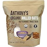 Anthony's Organic Rolled Oats, 3 lb, Gluten Free, Non GMO, Old Fashioned, Whole Grain
