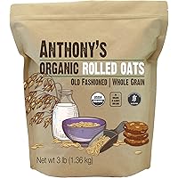 Anthony's Organic Rolled Oats, 3 lb, Gluten Free, Non GMO, Old Fashioned, Whole Grain