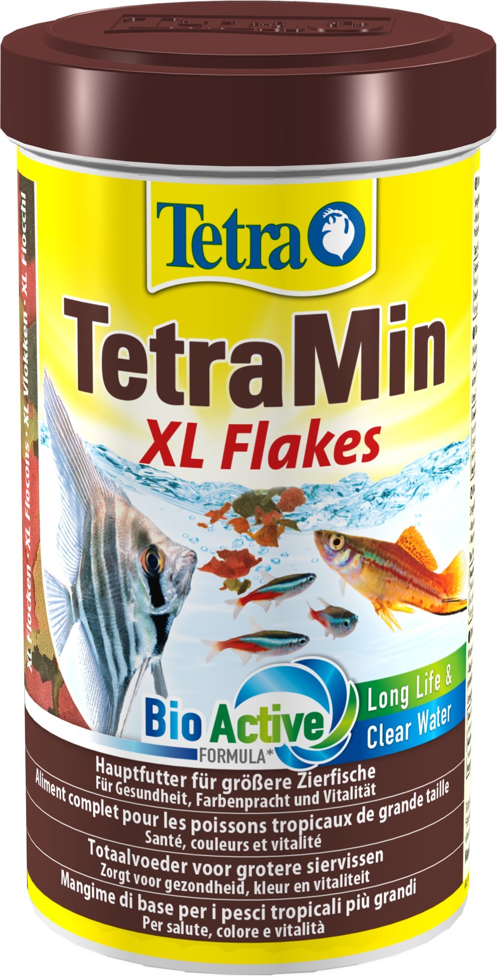 TetraMin XL Flakes (main feed for all ornamental fish with larger mouth in flake form, plus prebiotics for improved body functions and feed utilization), 500 ml can