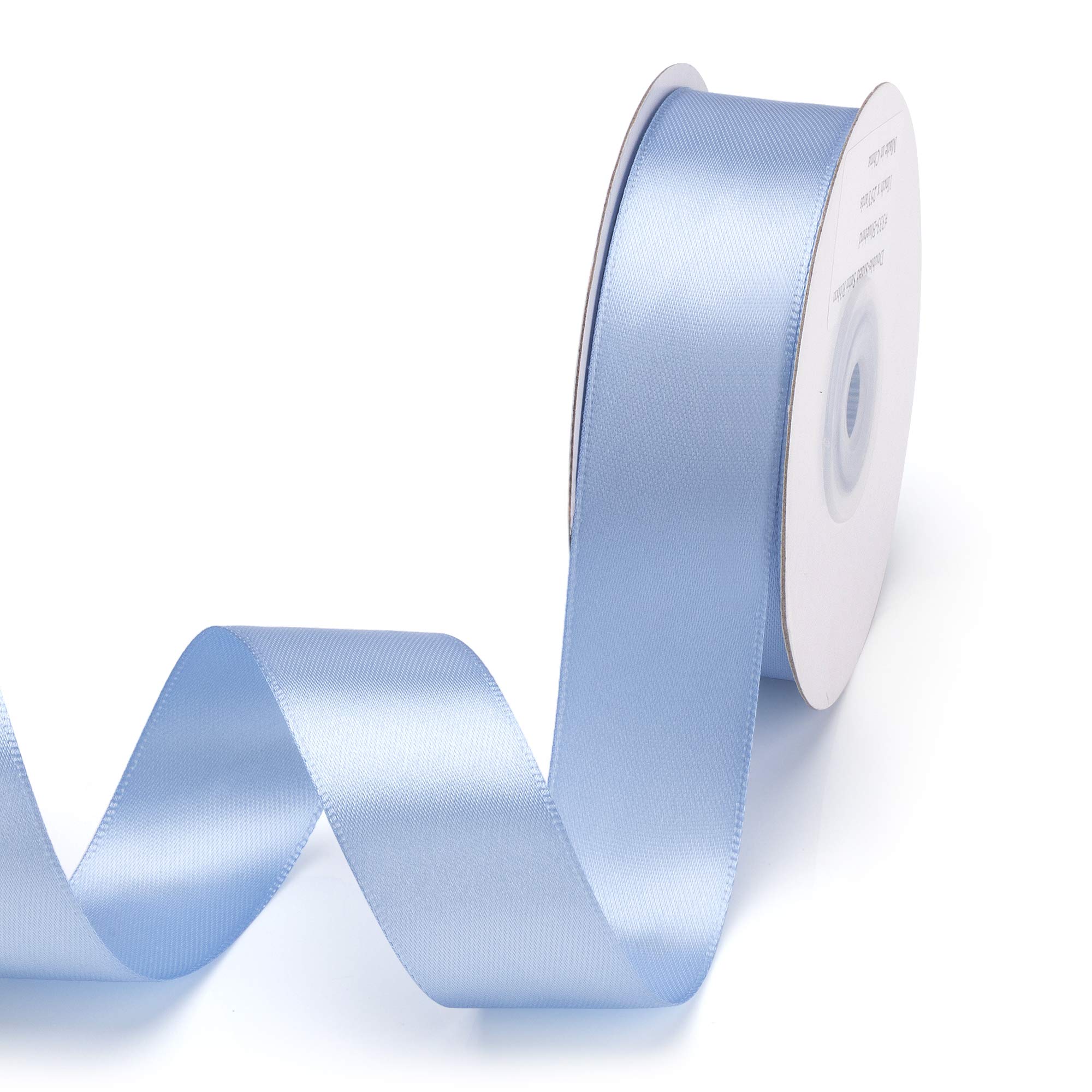 IHKFILAN Double Face Satin Ribbon in Bluebird (25 mm x 22.86 m) Matt Shiny Gift Ribbon for Decorating & Crafts, Weddings, Christenings