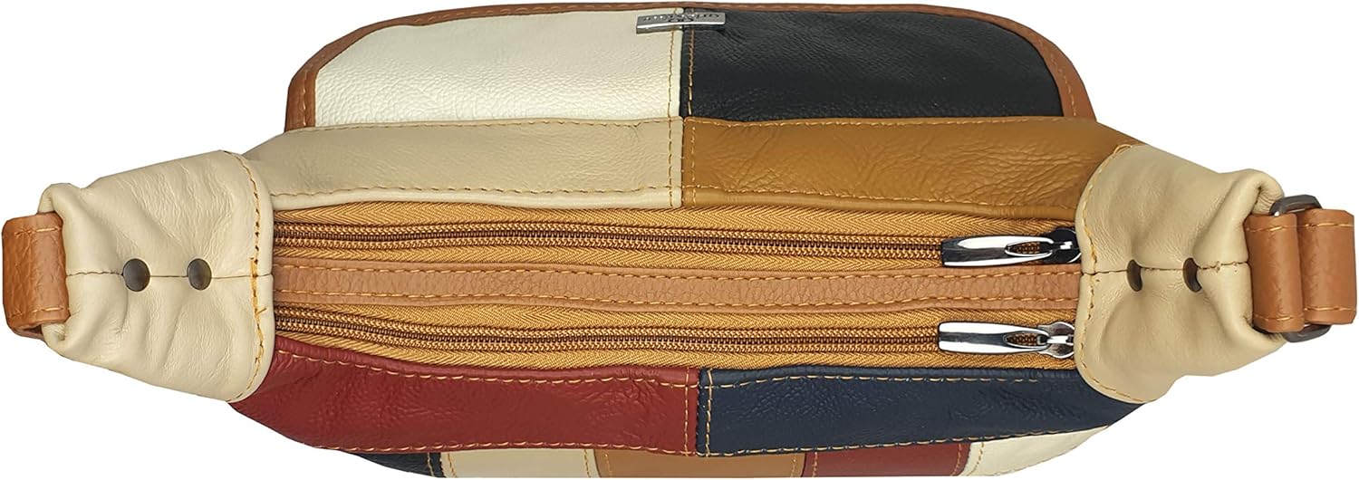 Quenchy London Ladies Real Leather Handbag, Womens Shoulder Hand Bag with 2 Top Handles, 8 Pockets - Image 5