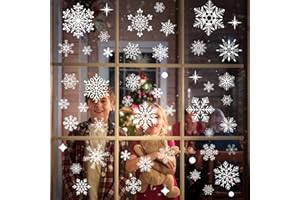NEWMIAO 438Pcs Snowflake Window Cling Stickers for Christmas Decorations, 10 Sheets Christmas Window Clings of Different Shapes Xmas Decals for Glass Home Decor Indoor and Outdoor Party Supplies