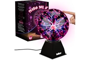 BALIBOO 8" Plasma Ball Light – Touch Activated Lightning Globe – 12V Power Adapter Plug Plasma Globe Lamp – Interactive Science Static Electricity Ball, Christmas Stocking Stuffers for Teens and Kids