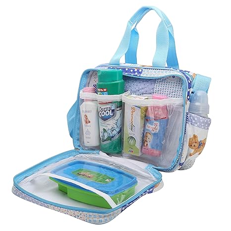 Indi Bargain Baby Multi Compartment Diaper Bag (Blue, Small)