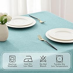MIULEE Aqua Blue Polyester Linen Rectangle