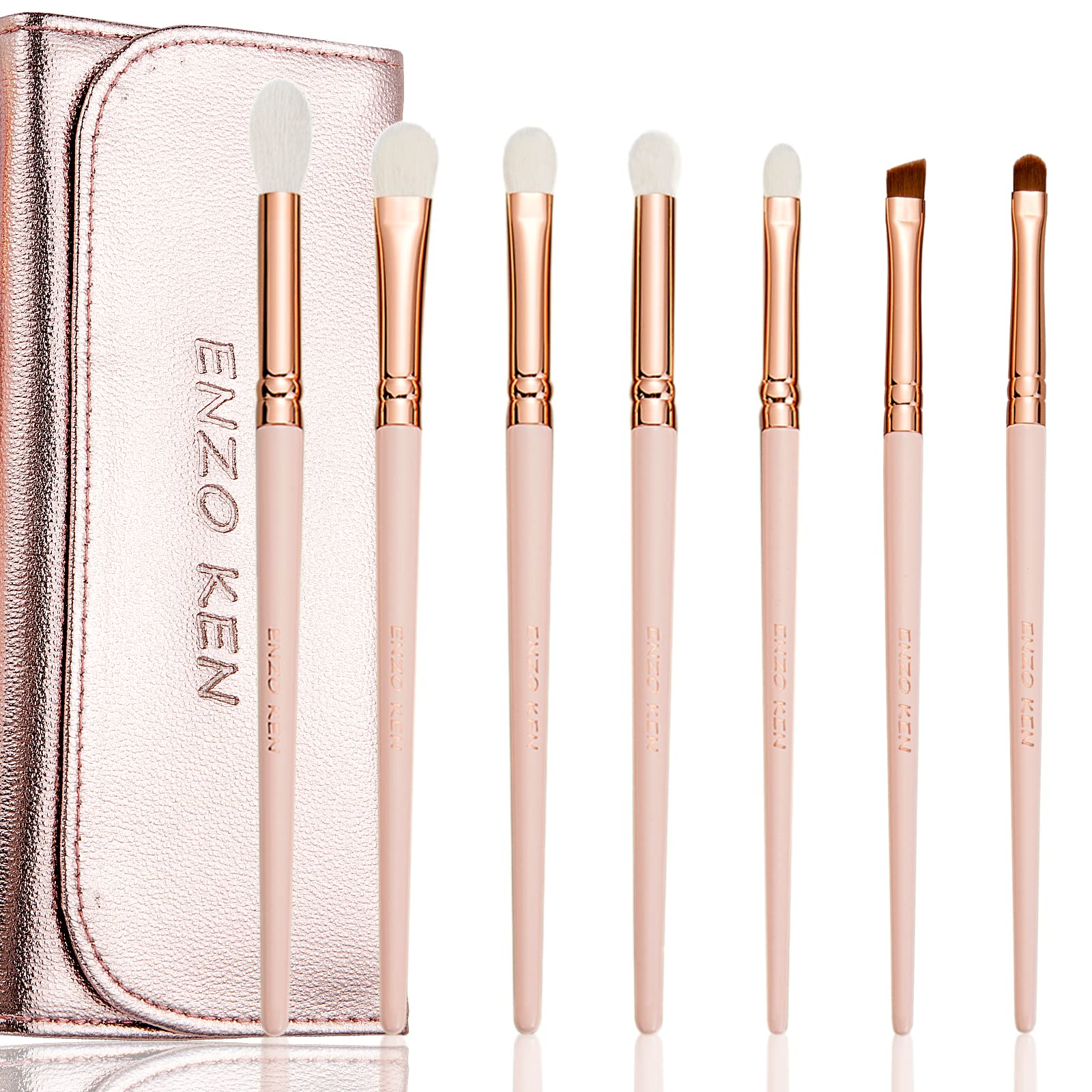ENZO KEN Natural Goat Hair Eye Shadow Brush Set Professional, Blending Eyeshadow Brush Set with Case, Small Nose Contour Brushes, Natural Hair Eyeshadow Brushes, Eye Brush, Eyeshadow Blending Brush. — image 1