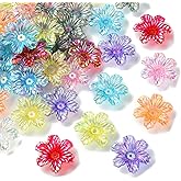 KitBeads 50pcs Random Acrylic Flower Bead Caps Hawaiian Bell Flower Beads Spring 6-Petal Trumpet Beads Kit for Jewelry Making Bracelets Niecklace Crafts Bulk