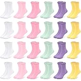 SPTRAMLE Toddler Socks, 24 Pairs Kids Socks for Boys Girls 1-14 Years Kids Crew Socks Multipack Athletic White Black Grey