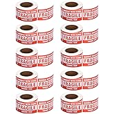 Pacific Mailer Fragile Stickers for Shipping 3in x 2in Handle with Care Fragile Stickers Shipping Labels Stickers Strong Ahesive for Moving (10 Rolls, Total 5000Labels)