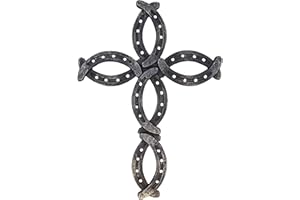DeLeon Collections Decorative Horseshoe Wall Cross - Rustic Spiritual Art Sculpture