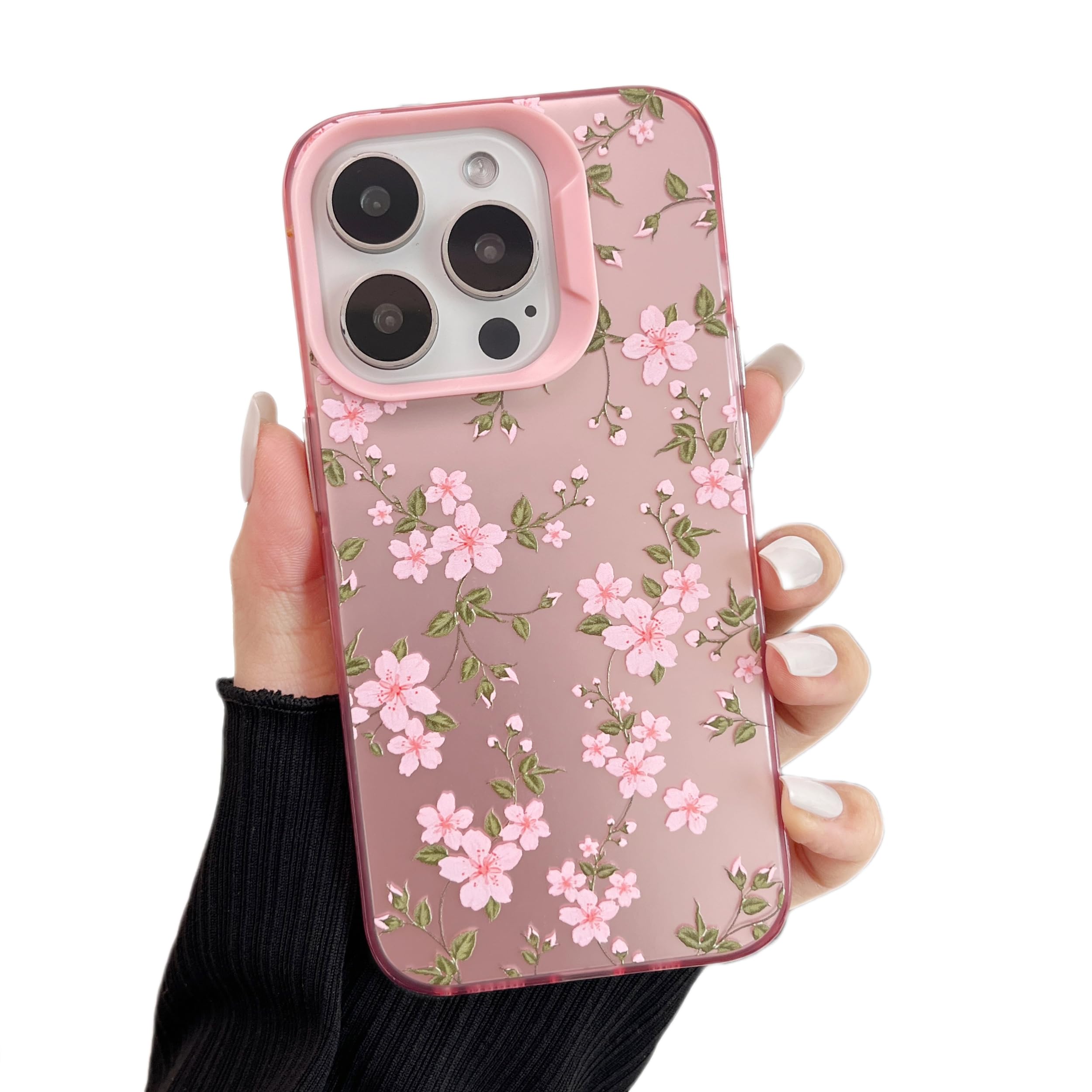 ZTOFERA for iPhone 14 Pro Max Case,Cute Pink Ribbon Bow Tie Planet Star Floral Aesthetic Phone Case,Trendy Slim Hard IMD Shockproof Protective Bumper Phone Cover for Women Girls,Green Leaf