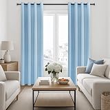 MRTREES Blackout Curtains 46x54 Sky Blue 2 Panels Eyelet Thermal Room Bedroom view 7