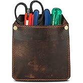 CestAntiQ Genuine Leather Pocket Protector for Men, Durable Tool Pouch for Jeans, Brown Leather Pocket Sleeve for Pens and Tools, Stylish Pocket Protector, Durable Tool Holder for Jeans Shirts