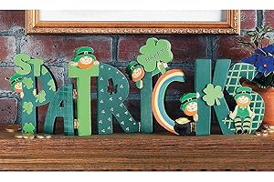 FUN EXPRESS Happy St. Patrick's Wooden Screen Sign - hinged, Wood and Hand Painted - Shamrocks, Leprechauns, and Rainbows - St. Patrick's Day Tabletop Home Decor
