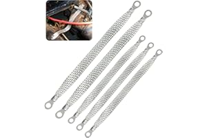 Zlirfy Automotive Ground Strap Kit - Universal Flat Braided Copper Strap, 3PCS 10" x 1/2" and 2PCS 13" x 1/2" Car Ground Cabl