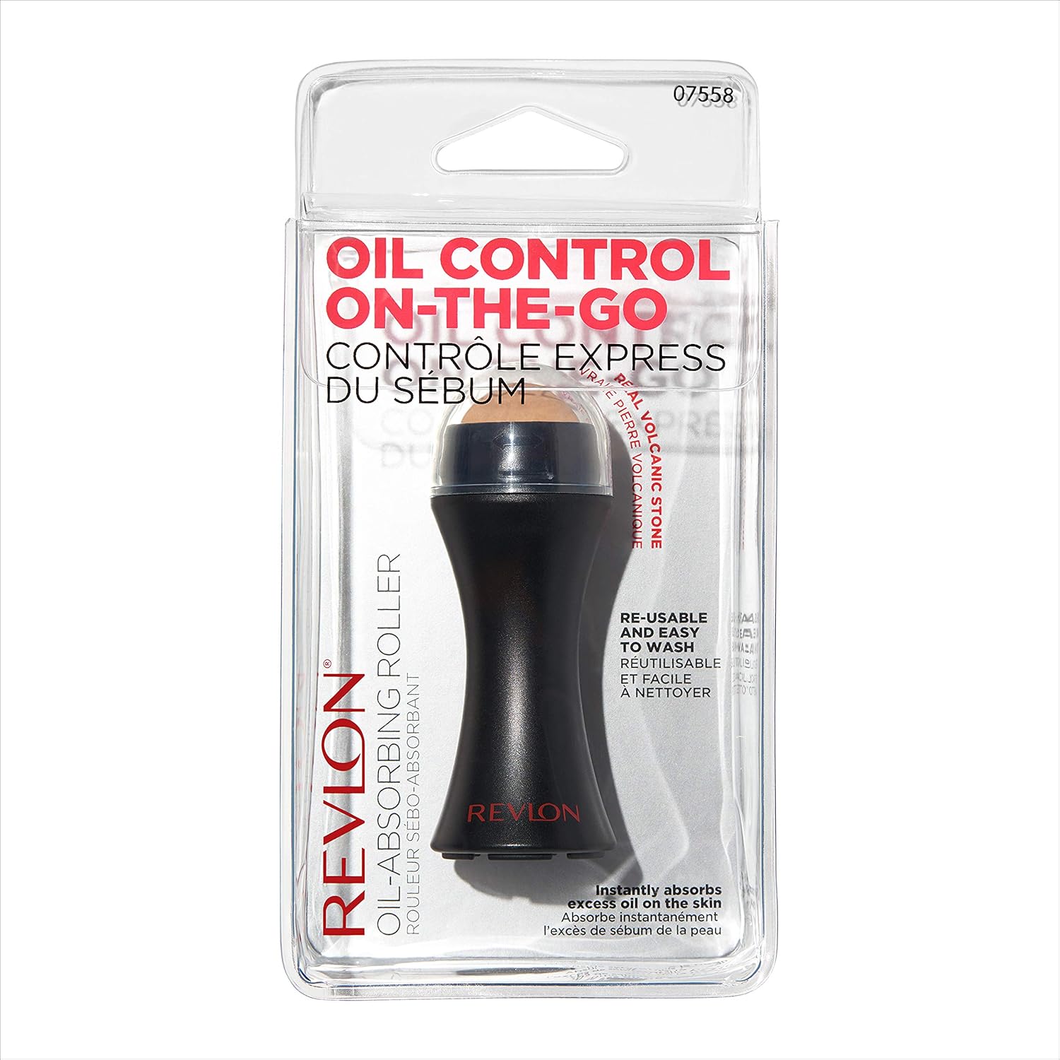 REVLON Oil-Absorbing Volcanic Face Roller, Reusable Facial Skincare Tool for At-Home or On-the-Go Mini Massage: Beauty