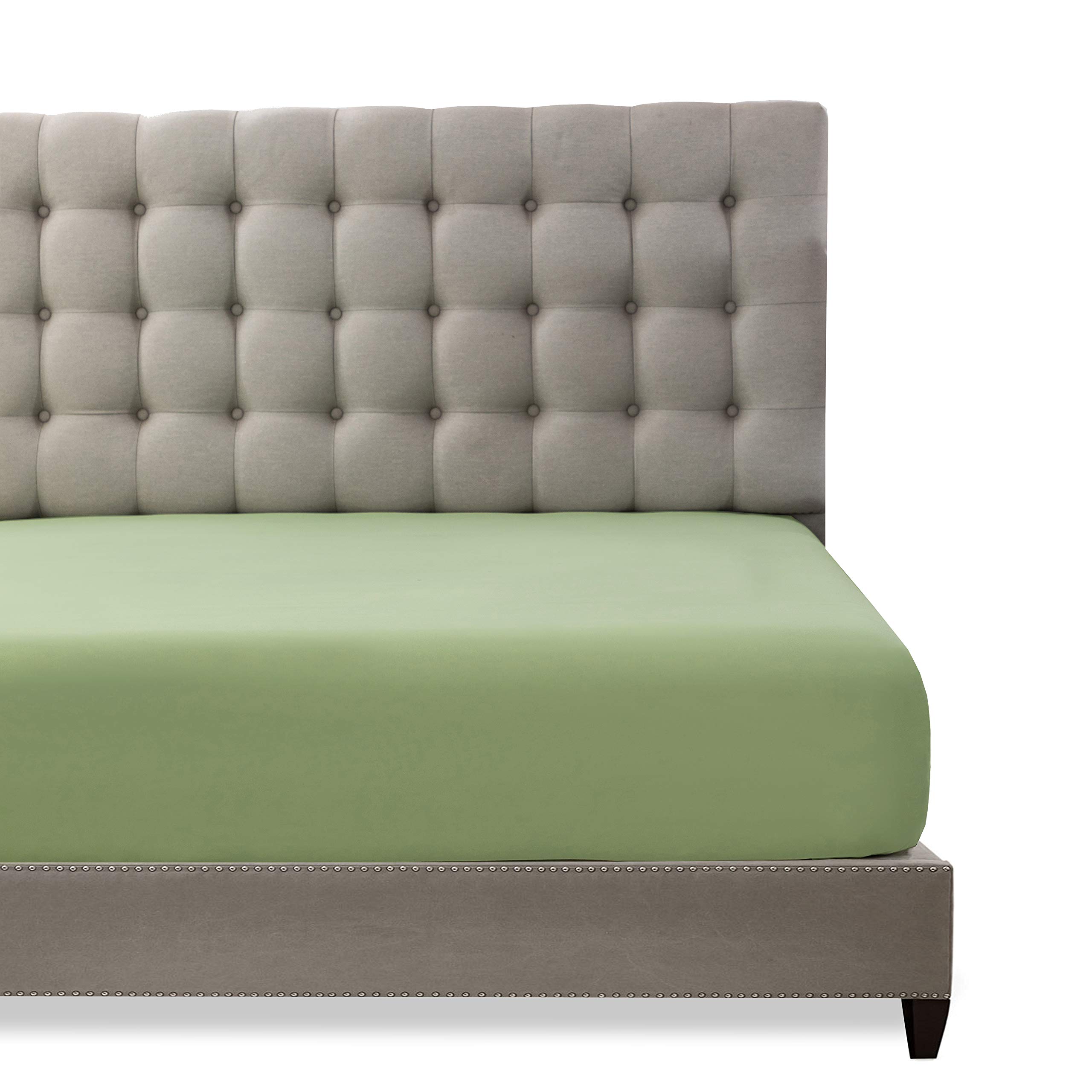 Toodou Hotel Luxury Fitted Bottom Sheet-Comfortable and Durable Fitted Sheets-The Mattress Covers are Made of Premium Fabric and Have Great Breathability-Single Size 14" Deep,Sage Green